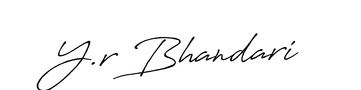 Make a beautiful signature design for name Y.r Bhandari. With this signature (Antro_Vectra_Bolder) style, you can create a handwritten signature for free. Y.r Bhandari signature style 7 images and pictures png