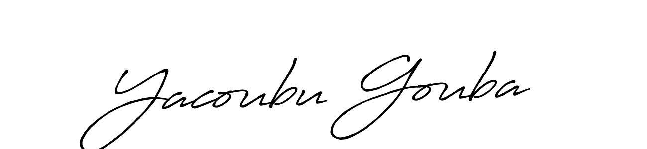 How to make Yacoubu Gouba name signature. Use Antro_Vectra_Bolder style for creating short signs online. This is the latest handwritten sign. Yacoubu Gouba signature style 7 images and pictures png