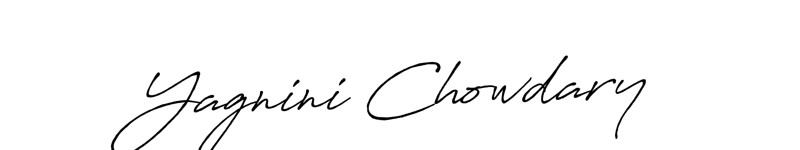 You should practise on your own different ways (Antro_Vectra_Bolder) to write your name (Yagnini Chowdary) in signature. don't let someone else do it for you. Yagnini Chowdary signature style 7 images and pictures png