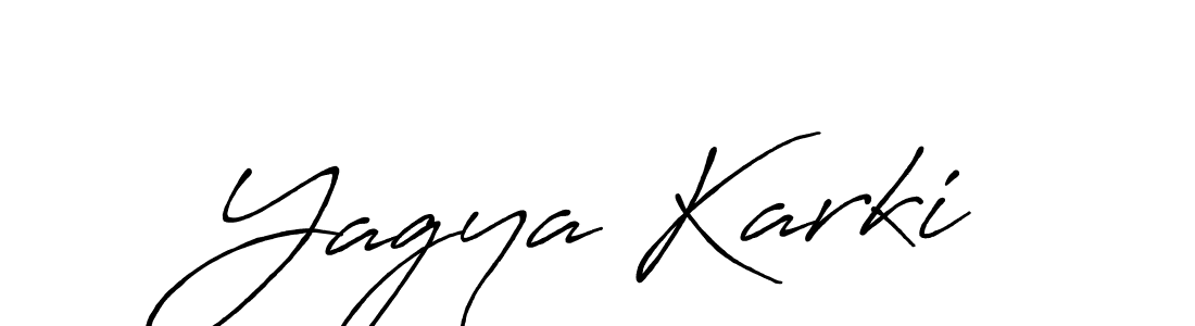 How to make Yagya Karki name signature. Use Antro_Vectra_Bolder style for creating short signs online. This is the latest handwritten sign. Yagya Karki signature style 7 images and pictures png