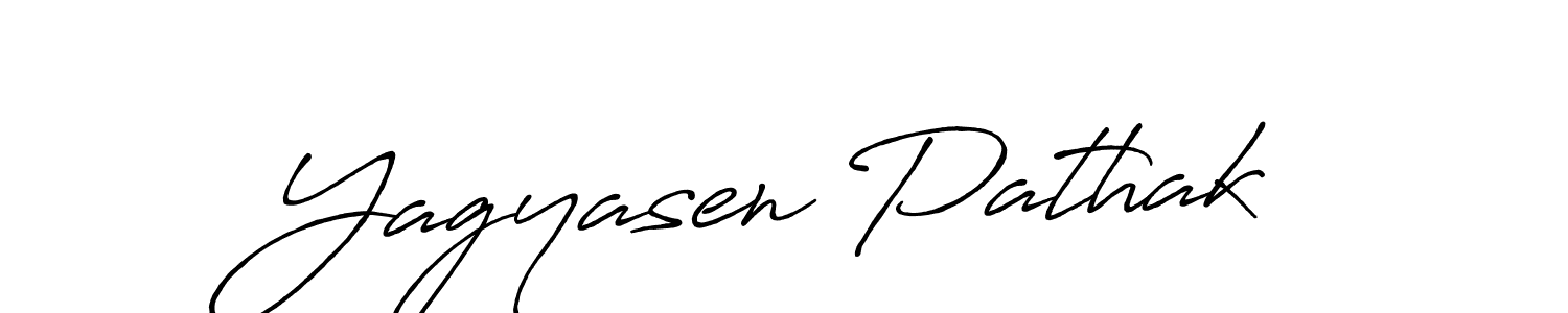 How to make Yagyasen Pathak name signature. Use Antro_Vectra_Bolder style for creating short signs online. This is the latest handwritten sign. Yagyasen Pathak signature style 7 images and pictures png