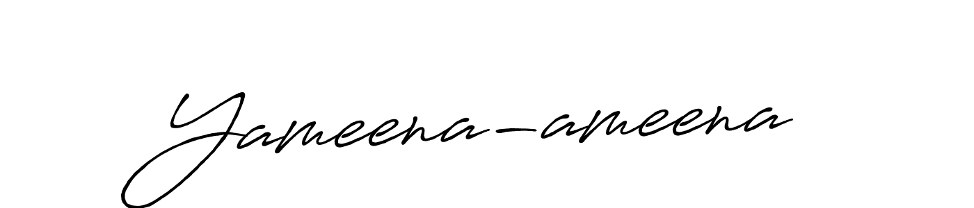 How to make Yameena-ameena name signature. Use Antro_Vectra_Bolder style for creating short signs online. This is the latest handwritten sign. Yameena-ameena signature style 7 images and pictures png