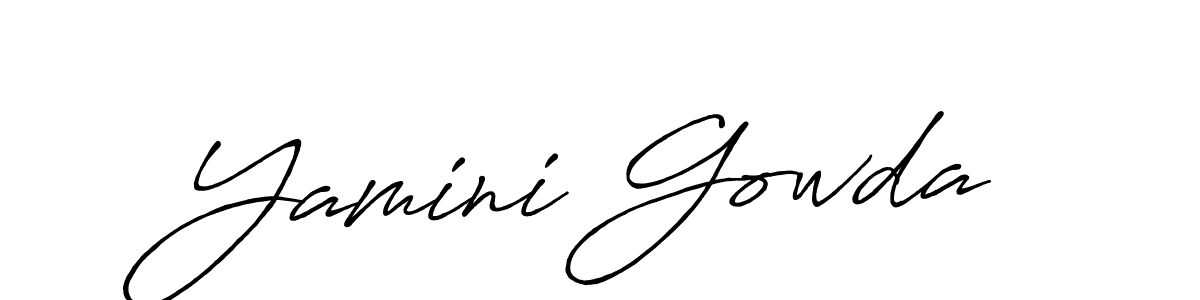 Create a beautiful signature design for name Yamini Gowda. With this signature (Antro_Vectra_Bolder) fonts, you can make a handwritten signature for free. Yamini Gowda signature style 7 images and pictures png