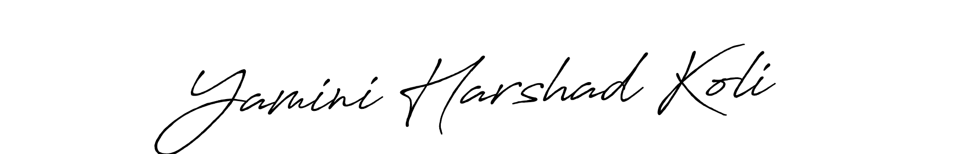 How to make Yamini Harshad Koli name signature. Use Antro_Vectra_Bolder style for creating short signs online. This is the latest handwritten sign. Yamini Harshad Koli signature style 7 images and pictures png