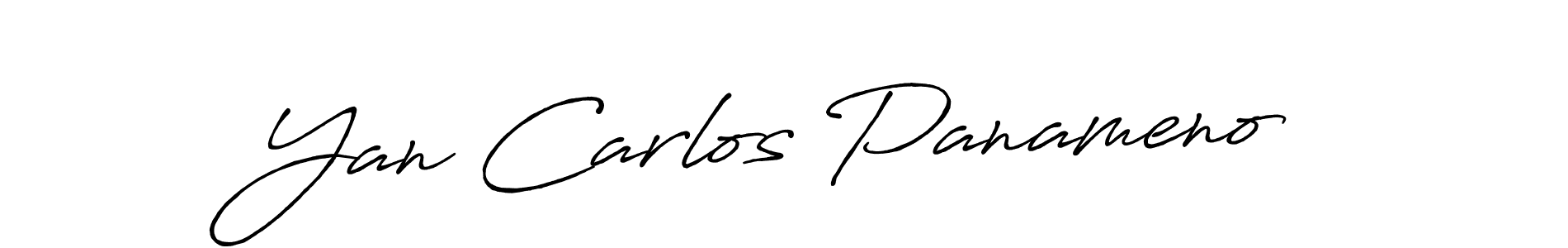 You should practise on your own different ways (Antro_Vectra_Bolder) to write your name (Yan Carlos Panameno) in signature. don't let someone else do it for you. Yan Carlos Panameno signature style 7 images and pictures png