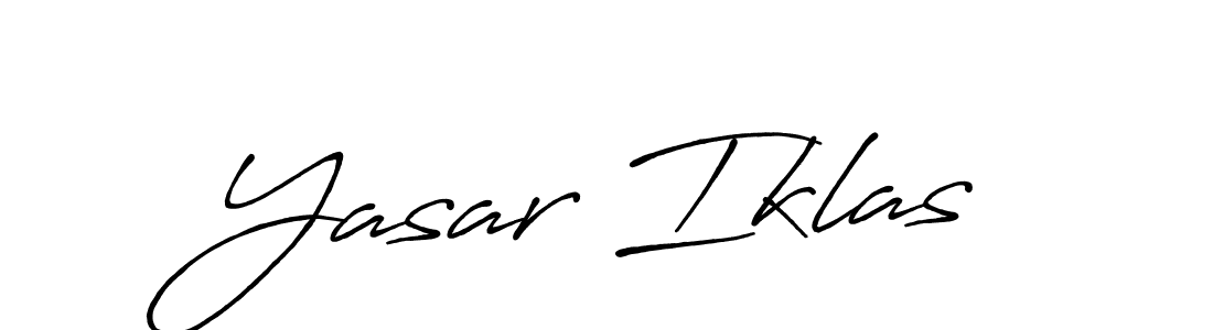 Make a beautiful signature design for name Yasar Iklas. With this signature (Antro_Vectra_Bolder) style, you can create a handwritten signature for free. Yasar Iklas signature style 7 images and pictures png