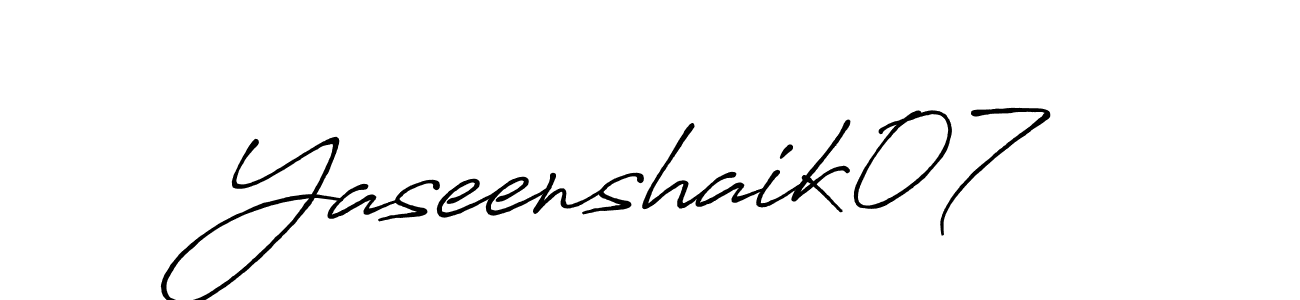 Also we have Yaseenshaik07 name is the best signature style. Create professional handwritten signature collection using Antro_Vectra_Bolder autograph style. Yaseenshaik07 signature style 7 images and pictures png