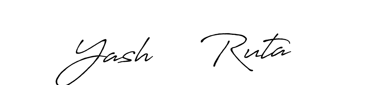 if you are searching for the best signature style for your name Yash     Ruta. so please give up your signature search. here we have designed multiple signature styles  using Antro_Vectra_Bolder. Yash     Ruta signature style 7 images and pictures png