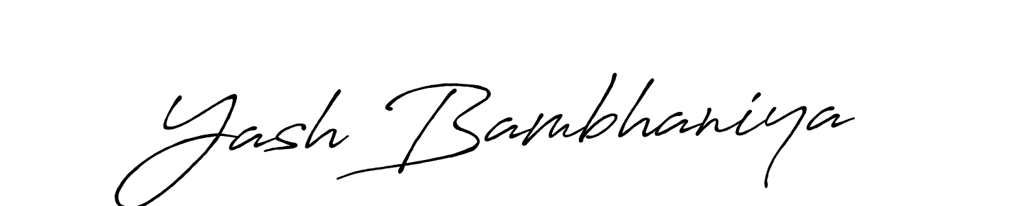 How to make Yash Bambhaniya name signature. Use Antro_Vectra_Bolder style for creating short signs online. This is the latest handwritten sign. Yash Bambhaniya signature style 7 images and pictures png