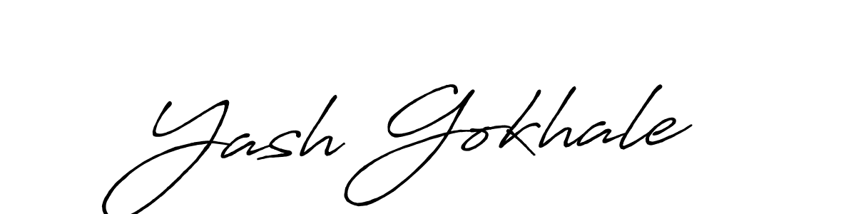 How to make Yash Gokhale name signature. Use Antro_Vectra_Bolder style for creating short signs online. This is the latest handwritten sign. Yash Gokhale signature style 7 images and pictures png