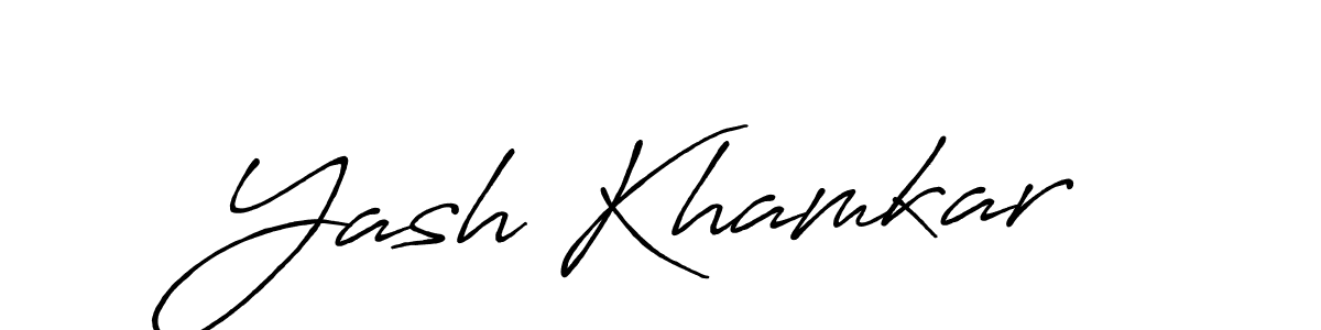 Similarly Antro_Vectra_Bolder is the best handwritten signature design. Signature creator online .You can use it as an online autograph creator for name Yash Khamkar. Yash Khamkar signature style 7 images and pictures png