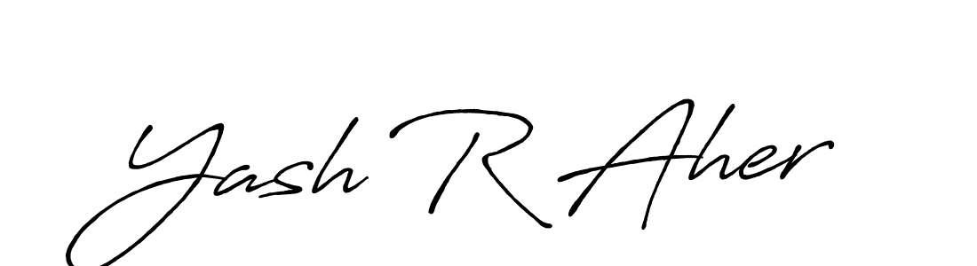 How to make Yash R Aher name signature. Use Antro_Vectra_Bolder style for creating short signs online. This is the latest handwritten sign. Yash R Aher signature style 7 images and pictures png