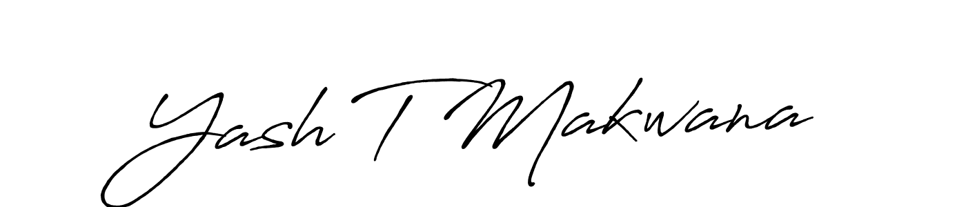 Create a beautiful signature design for name Yash T Makwana. With this signature (Antro_Vectra_Bolder) fonts, you can make a handwritten signature for free. Yash T Makwana signature style 7 images and pictures png