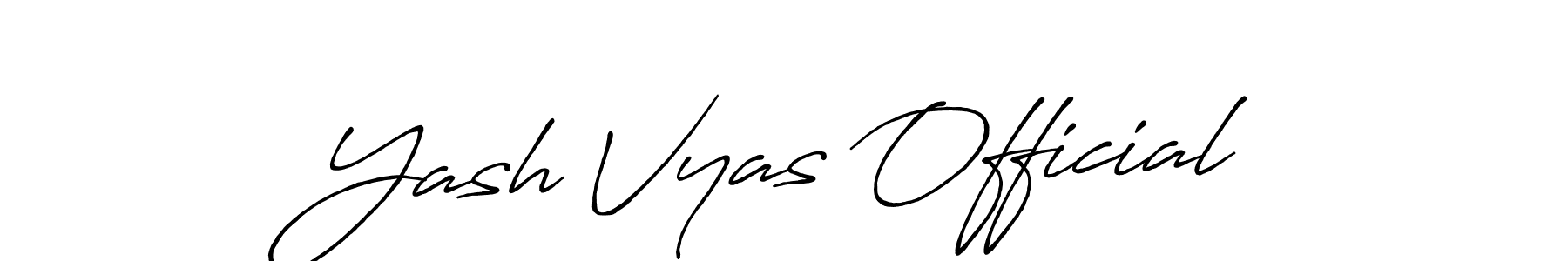 The best way (Antro_Vectra_Bolder) to make a short signature is to pick only two or three words in your name. The name Yash Vyas Official include a total of six letters. For converting this name. Yash Vyas Official signature style 7 images and pictures png