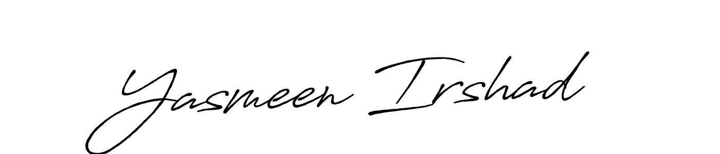 Create a beautiful signature design for name Yasmeen Irshad. With this signature (Antro_Vectra_Bolder) fonts, you can make a handwritten signature for free. Yasmeen Irshad signature style 7 images and pictures png