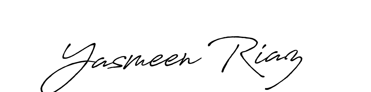 Create a beautiful signature design for name Yasmeen Riaz. With this signature (Antro_Vectra_Bolder) fonts, you can make a handwritten signature for free. Yasmeen Riaz signature style 7 images and pictures png
