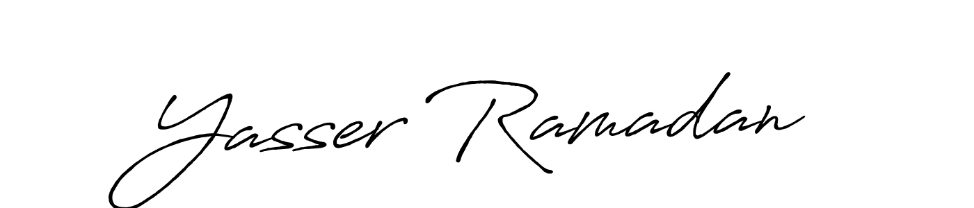 Make a beautiful signature design for name Yasser Ramadan. With this signature (Antro_Vectra_Bolder) style, you can create a handwritten signature for free. Yasser Ramadan signature style 7 images and pictures png