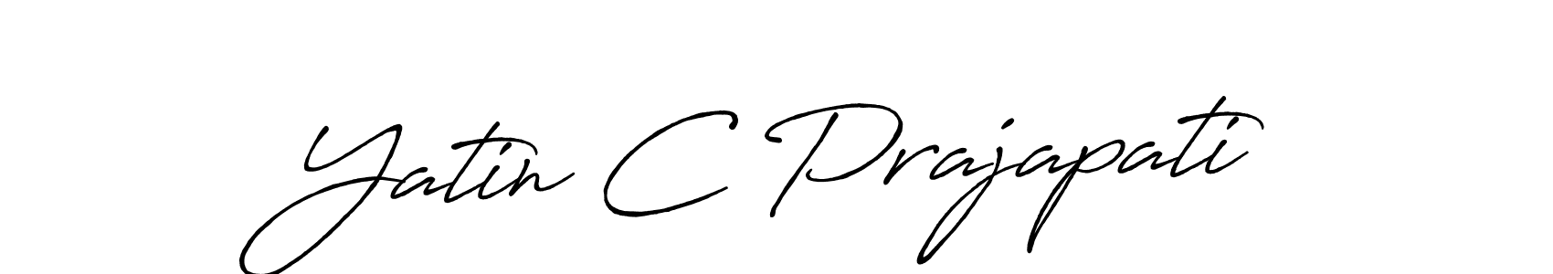 How to make Yatin C Prajapati name signature. Use Antro_Vectra_Bolder style for creating short signs online. This is the latest handwritten sign. Yatin C Prajapati signature style 7 images and pictures png