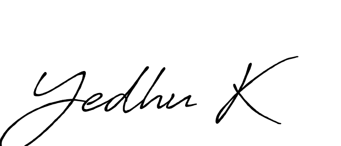 How to make Yedhu K name signature. Use Antro_Vectra_Bolder style for creating short signs online. This is the latest handwritten sign. Yedhu K signature style 7 images and pictures png