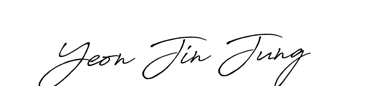 How to make Yeon Jin Jung name signature. Use Antro_Vectra_Bolder style for creating short signs online. This is the latest handwritten sign. Yeon Jin Jung signature style 7 images and pictures png