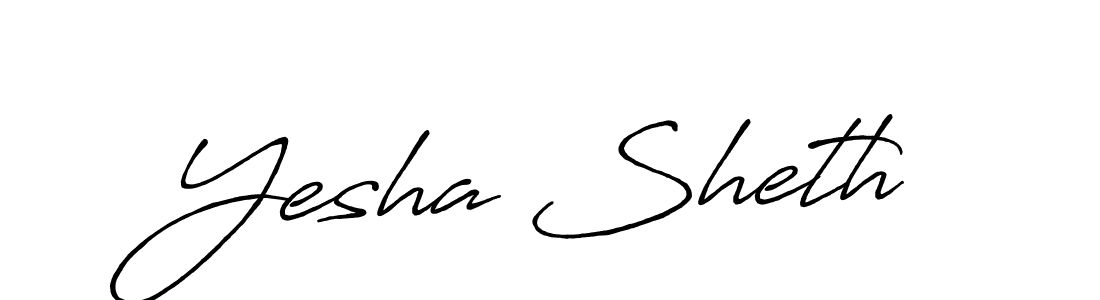 Design your own signature with our free online signature maker. With this signature software, you can create a handwritten (Antro_Vectra_Bolder) signature for name Yesha Sheth. Yesha Sheth signature style 7 images and pictures png