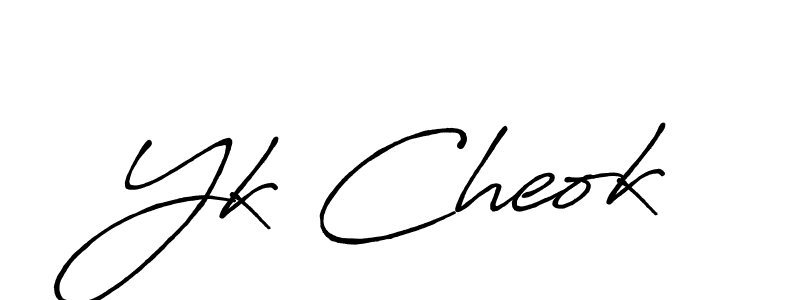 How to make Yk Cheok signature? Antro_Vectra_Bolder is a professional autograph style. Create handwritten signature for Yk Cheok name. Yk Cheok signature style 7 images and pictures png
