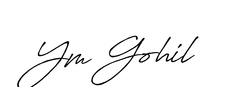 Use a signature maker to create a handwritten signature online. With this signature software, you can design (Antro_Vectra_Bolder) your own signature for name Ym Gohil. Ym Gohil signature style 7 images and pictures png