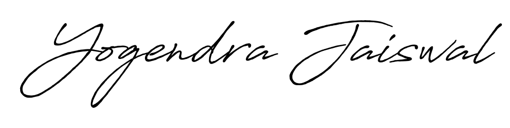 Looking for an artistic signature for Yogendra Jaiswal? The Antro_Vectra_Bolder calligraphy style gives a sophisticated flow suitable for business cards and emails. Yogendra Jaiswal signature style 7 images and pictures png