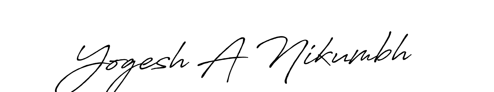 How to make Yogesh A Nikumbh name signature. Use Antro_Vectra_Bolder style for creating short signs online. This is the latest handwritten sign. Yogesh A Nikumbh signature style 7 images and pictures png