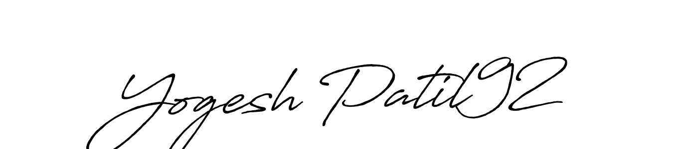 Create a beautiful signature design for name Yogesh Patil92. With this signature (Antro_Vectra_Bolder) fonts, you can make a handwritten signature for free. Yogesh Patil92 signature style 7 images and pictures png