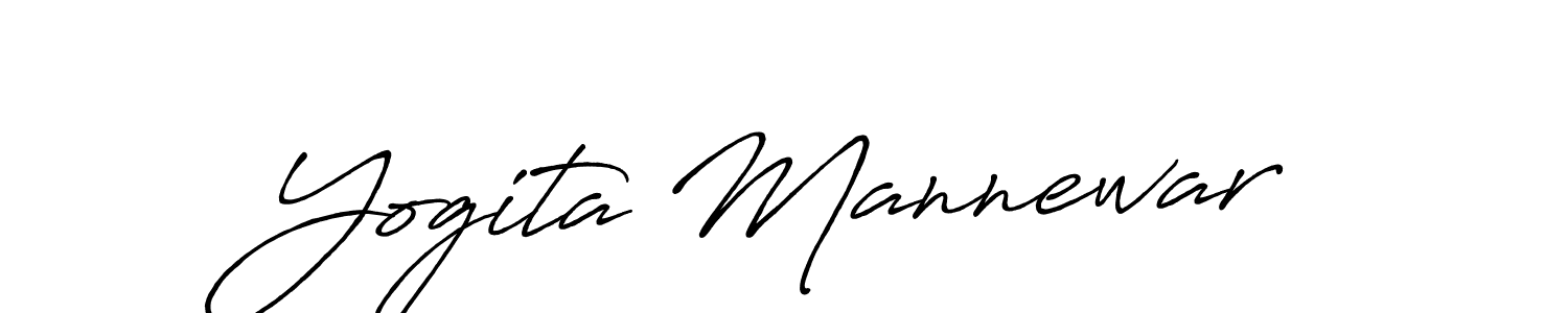 How to make Yogita Mannewar name signature. Use Antro_Vectra_Bolder style for creating short signs online. This is the latest handwritten sign. Yogita Mannewar signature style 7 images and pictures png