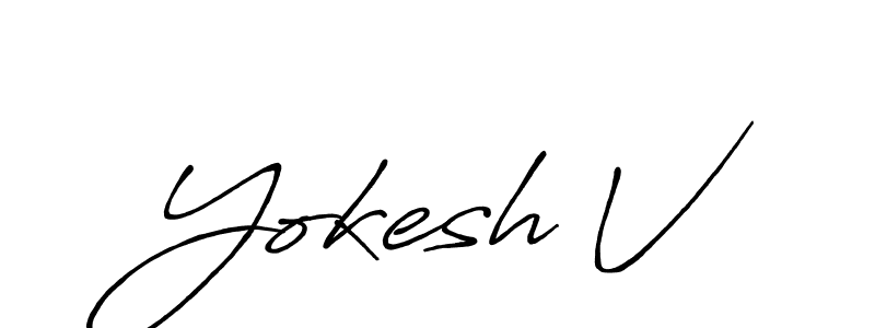 Make a beautiful signature design for name Yokesh V. With this signature (Antro_Vectra_Bolder) style, you can create a handwritten signature for free. Yokesh V signature style 7 images and pictures png