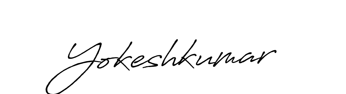 How to make Yokeshkumar name signature. Use Antro_Vectra_Bolder style for creating short signs online. This is the latest handwritten sign. Yokeshkumar signature style 7 images and pictures png