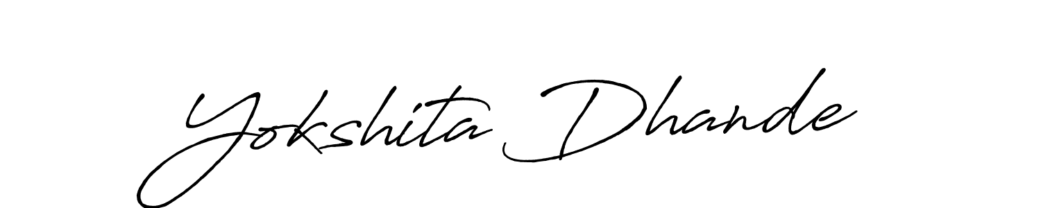 The best way (Antro_Vectra_Bolder) to make a short signature is to pick only two or three words in your name. The name Yokshita Dhande include a total of six letters. For converting this name. Yokshita Dhande signature style 7 images and pictures png