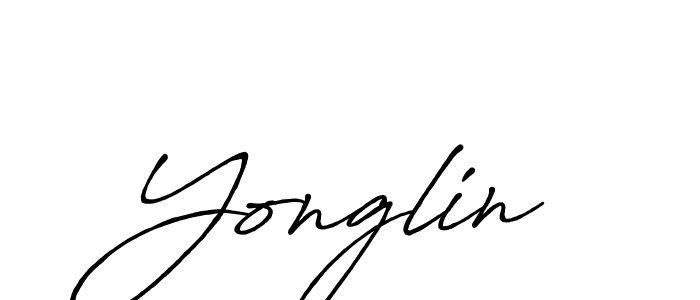 Make a beautiful signature design for name Yonglin. With this signature (Antro_Vectra_Bolder) style, you can create a handwritten signature for free. Yonglin signature style 7 images and pictures png