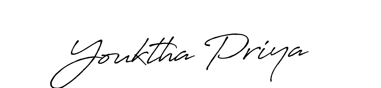 Youktha Priya stylish signature style. Best Handwritten Sign (Antro_Vectra_Bolder) for my name. Handwritten Signature Collection Ideas for my name Youktha Priya. Youktha Priya signature style 7 images and pictures png