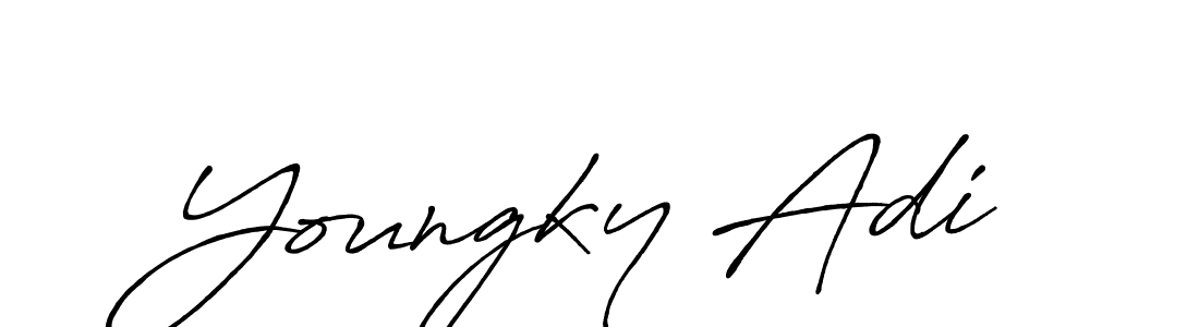 You should practise on your own different ways (Antro_Vectra_Bolder) to write your name (Youngky Adi) in signature. don't let someone else do it for you. Youngky Adi signature style 7 images and pictures png