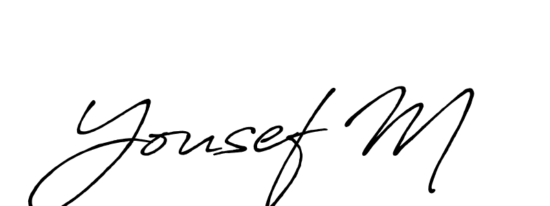 The best way (Antro_Vectra_Bolder) to make a short signature is to pick only two or three words in your name. The name Yousef M include a total of six letters. For converting this name. Yousef M signature style 7 images and pictures png
