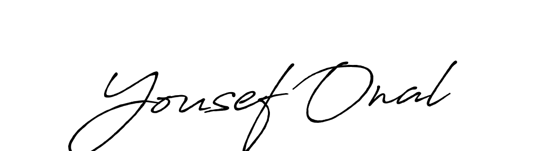 How to make Yousef Onal name signature. Use Antro_Vectra_Bolder style for creating short signs online. This is the latest handwritten sign. Yousef Onal signature style 7 images and pictures png