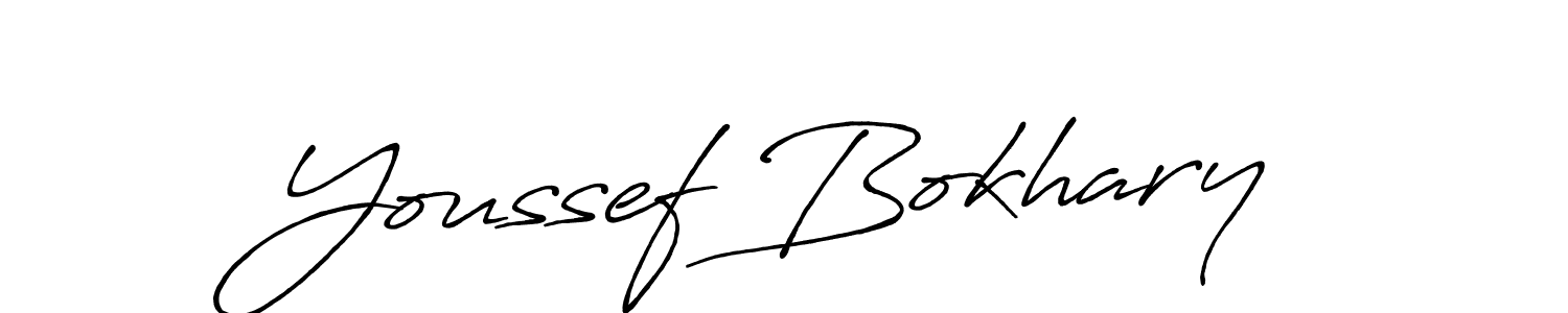 How to make Youssef Bokhary name signature. Use Antro_Vectra_Bolder style for creating short signs online. This is the latest handwritten sign. Youssef Bokhary signature style 7 images and pictures png