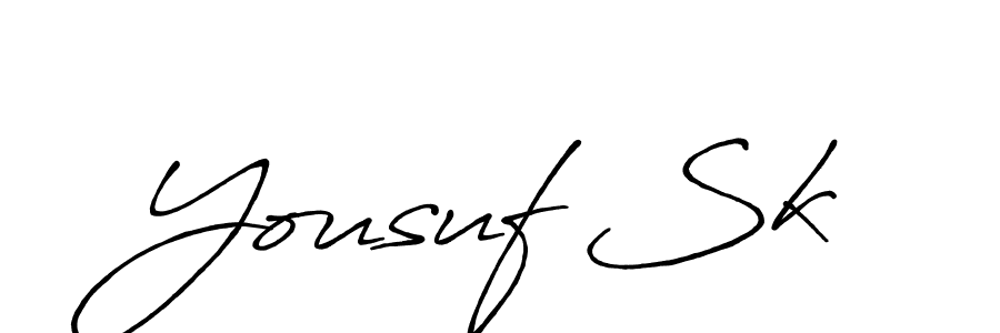 Make a beautiful signature design for name Yousuf Sk. With this signature (Antro_Vectra_Bolder) style, you can create a handwritten signature for free. Yousuf Sk signature style 7 images and pictures png