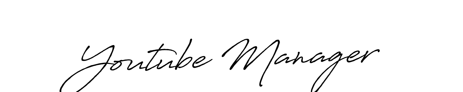 Similarly Antro_Vectra_Bolder is the best handwritten signature design. Signature creator online .You can use it as an online autograph creator for name Youtube Manager. Youtube Manager signature style 7 images and pictures png