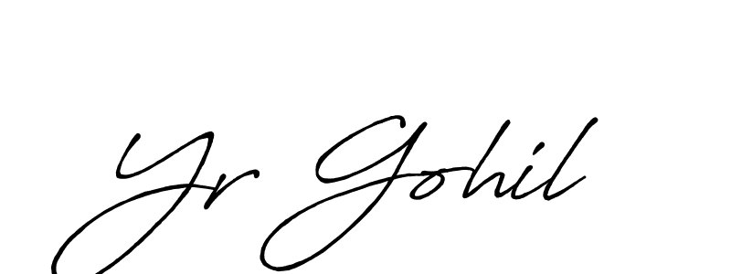 How to make Yr Gohil name signature. Use Antro_Vectra_Bolder style for creating short signs online. This is the latest handwritten sign. Yr Gohil signature style 7 images and pictures png