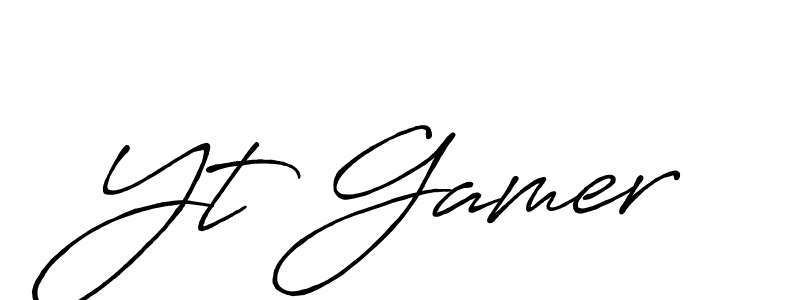 Design your own signature with our free online signature maker. With this signature software, you can create a handwritten (Antro_Vectra_Bolder) signature for name Yt Gamer. Yt Gamer signature style 7 images and pictures png