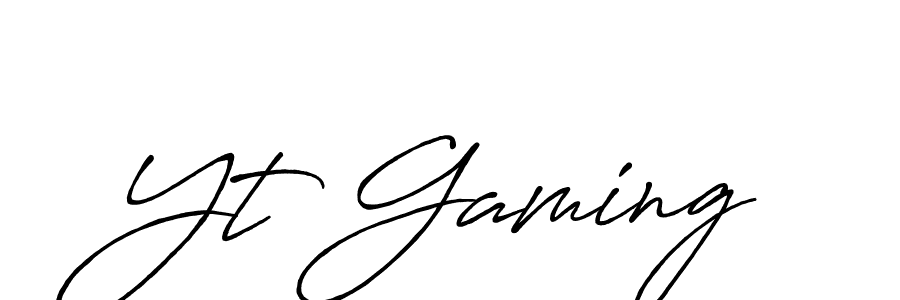 Design your own signature with our free online signature maker. With this signature software, you can create a handwritten (Antro_Vectra_Bolder) signature for name Yt Gaming. Yt Gaming signature style 7 images and pictures png