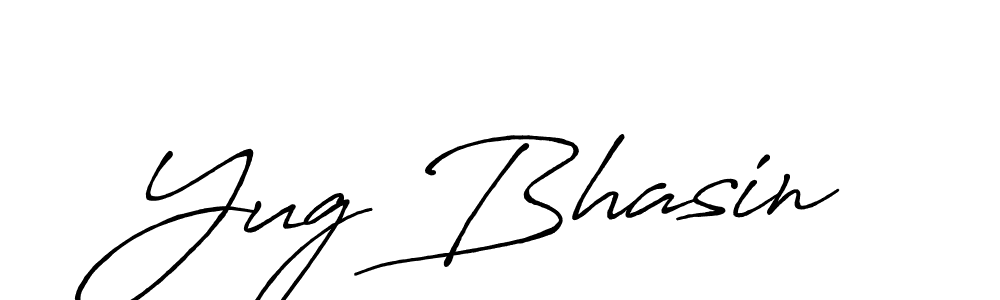 Similarly Antro_Vectra_Bolder is the best handwritten signature design. Signature creator online .You can use it as an online autograph creator for name Yug Bhasin. Yug Bhasin signature style 7 images and pictures png