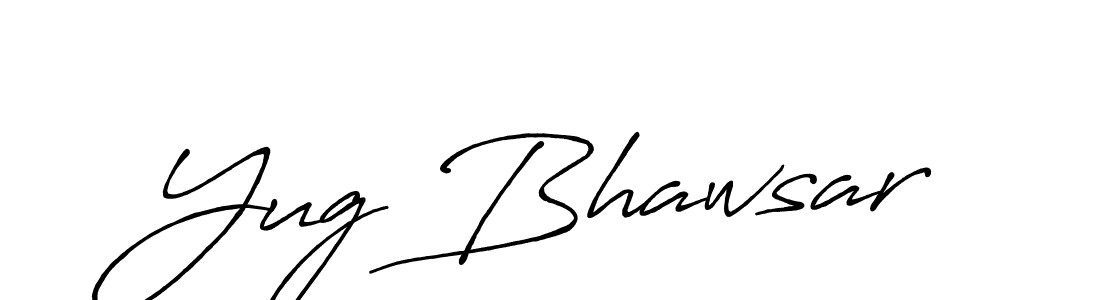 How to make Yug Bhawsar name signature. Use Antro_Vectra_Bolder style for creating short signs online. This is the latest handwritten sign. Yug Bhawsar signature style 7 images and pictures png