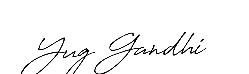 Make a beautiful signature design for name Yug Gandhi. With this signature (Antro_Vectra_Bolder) style, you can create a handwritten signature for free. Yug Gandhi signature style 7 images and pictures png