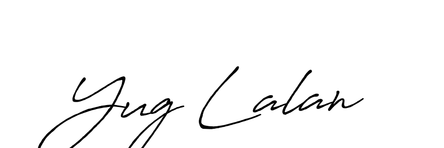 The best way (Antro_Vectra_Bolder) to make a short signature is to pick only two or three words in your name. The name Yug Lalan include a total of six letters. For converting this name. Yug Lalan signature style 7 images and pictures png