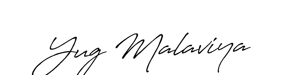 Use a signature maker to create a handwritten signature online. With this signature software, you can design (Antro_Vectra_Bolder) your own signature for name Yug Malaviya. Yug Malaviya signature style 7 images and pictures png